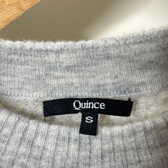 QUINCE Baby Alpaca-Wool Diamond Stitch Crew Light Gray Sz S {3W40} - Picture 4 of 5